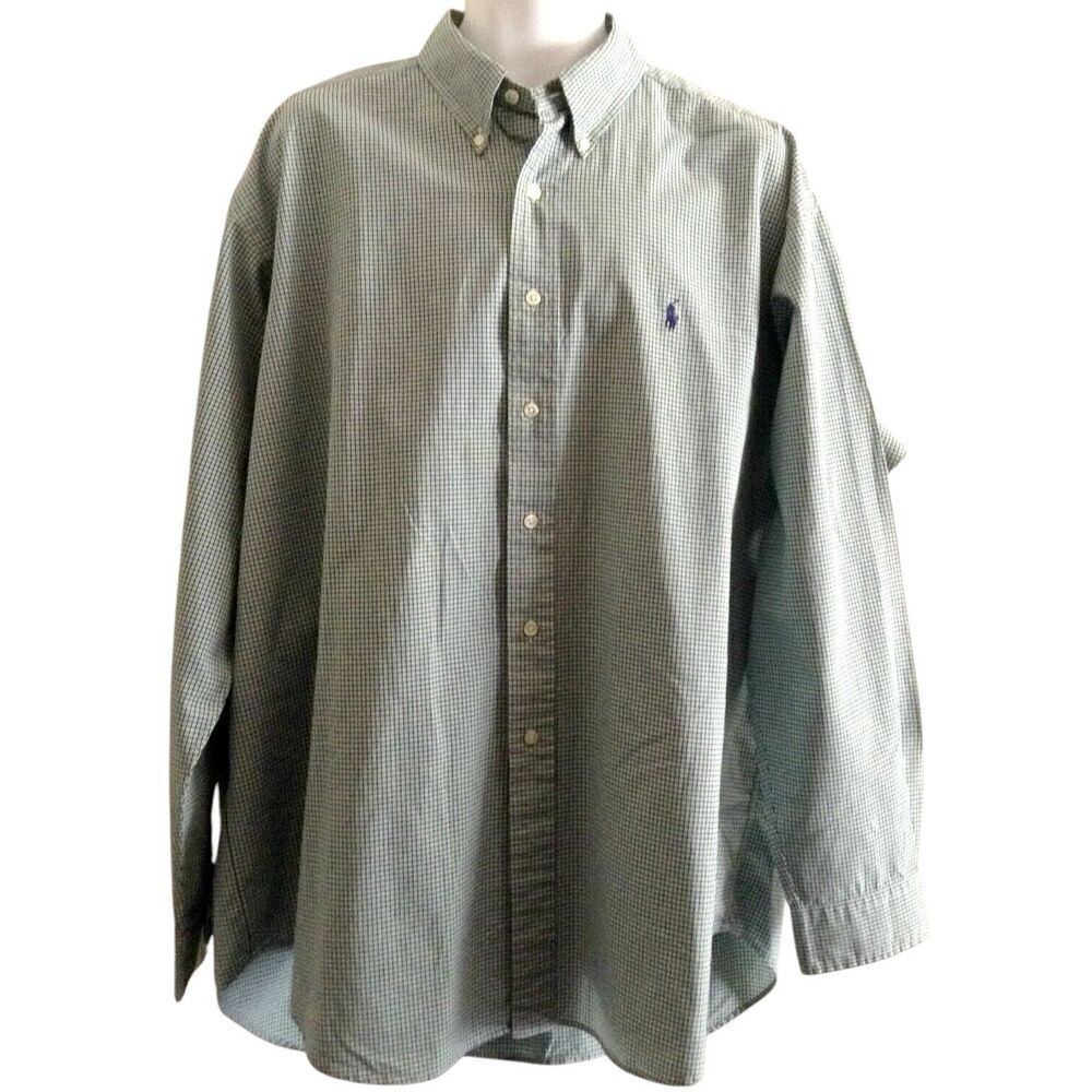 Polo Ralph Lauren Men's Shirt Extra Large Blake Blue Green White Check Pony